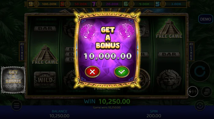 Mayan Madness – boonuse ostmise ekraan